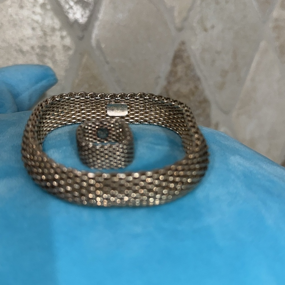 Tiffany & Co. 925 Sterling Silver Mesh Bracelet & Ring-Comes with Original Box - Picture 3 of 10
